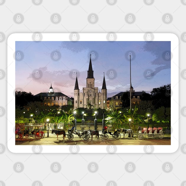 Jackson Square Evening New Orleans Sticker by JerryGranamanPhotos71